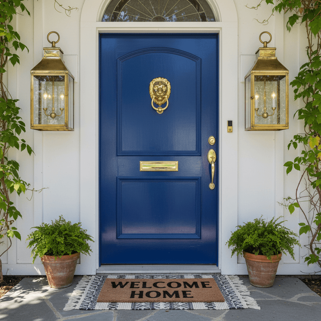 Front door repaint, bold colour choice and smooth enamel finish