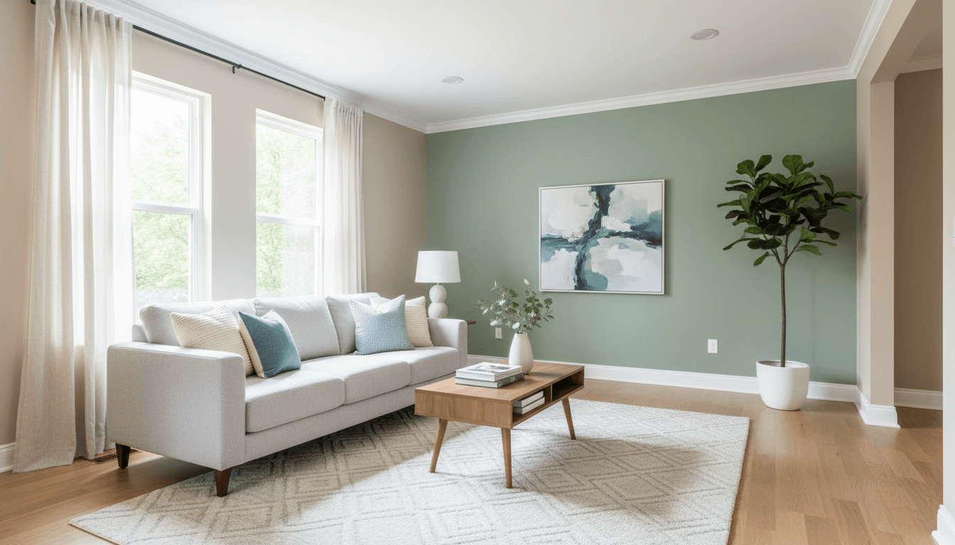 A finished room with freshly painted walls showing clean edges and professional finish